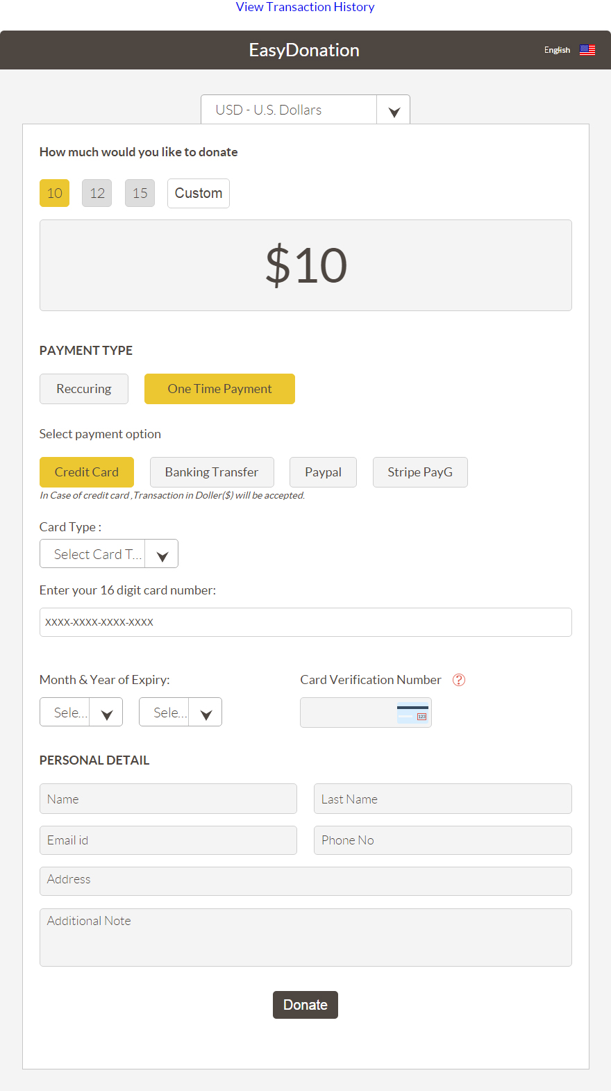 EasyDonation Assorted With Secure Online Payment Form
