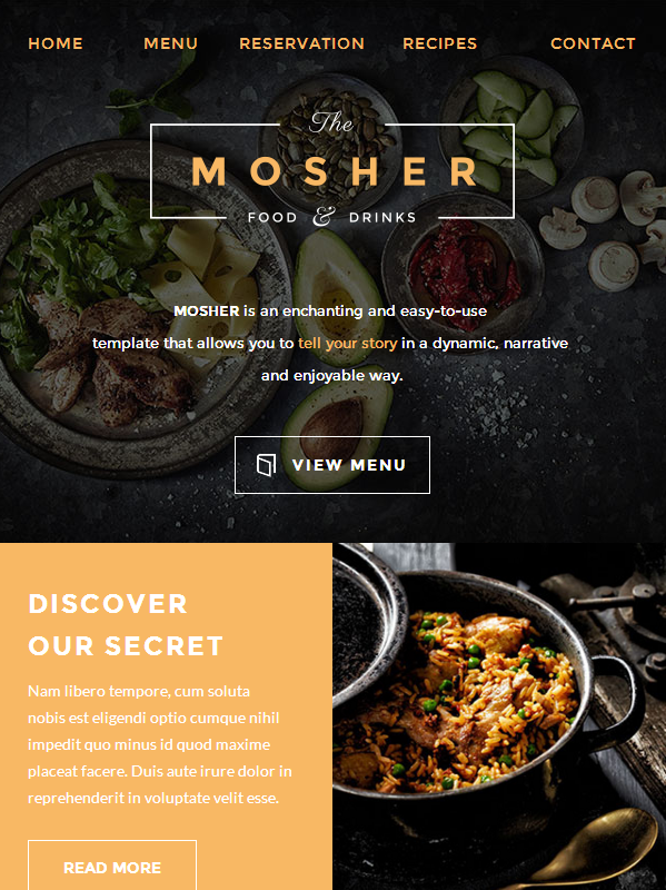 Catering 15 Pre-designed Layouts with Mosher Restaurant E-newsletter