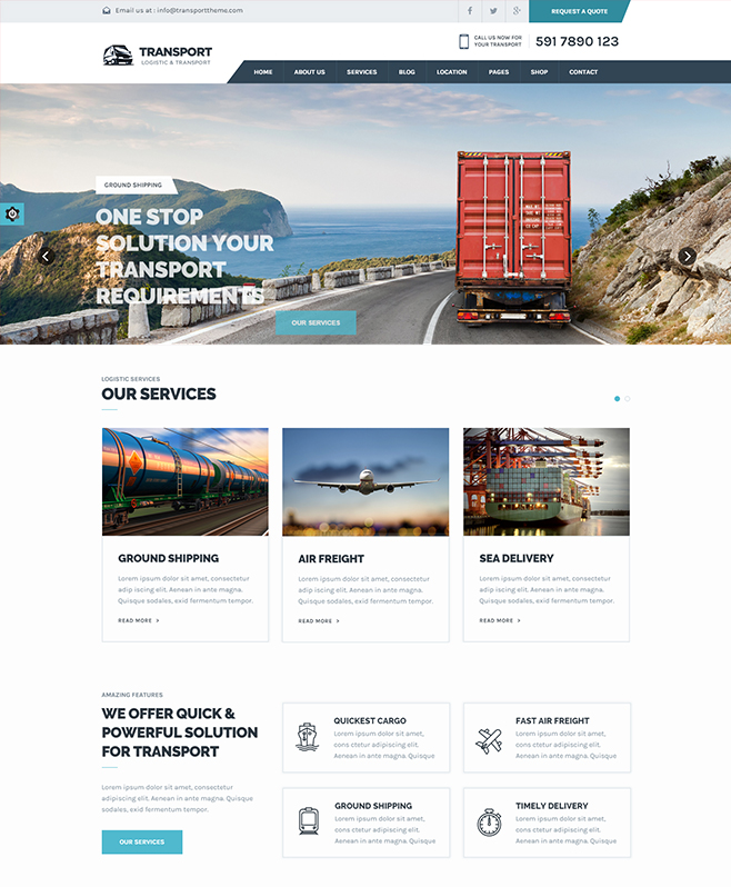 Stunningly Styled Responsive Transport HTML5 Template