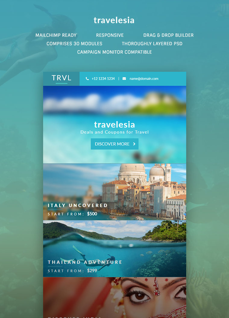 Travelesia: Responsive Email Template