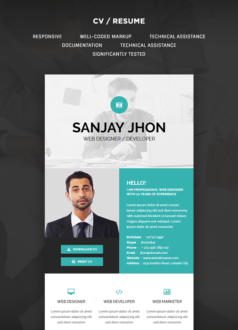 CV/Resume Email Template