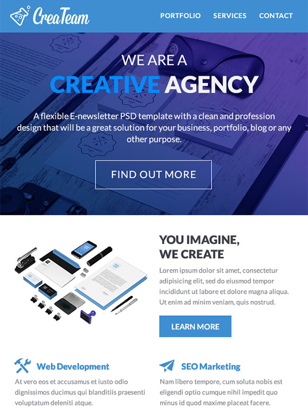 CreaTeam Multipurpose Email Template: Make Your Business Reachable