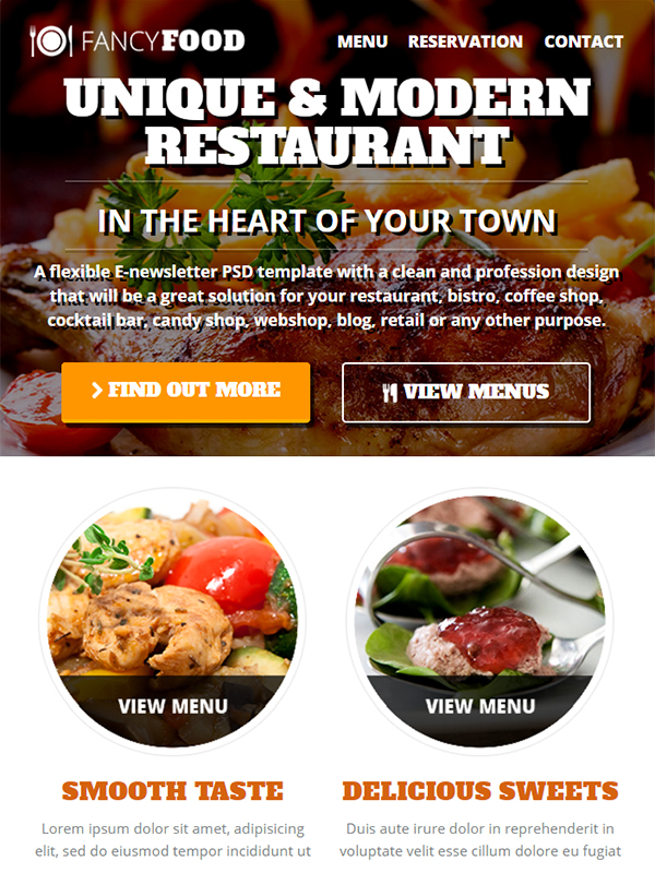 Fancy Food Restaurant Email Template Aids in Efficient Email Marketing