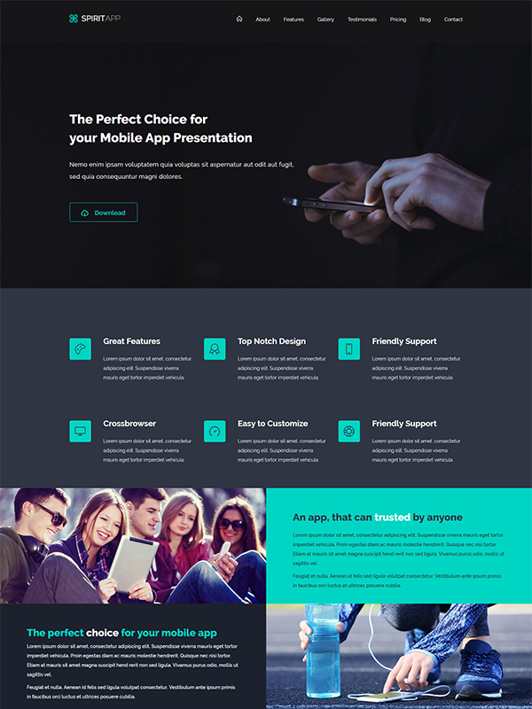 Fully Responsive SpiritApp - Landing Page & UI Kit Powered by Bootstrap3x