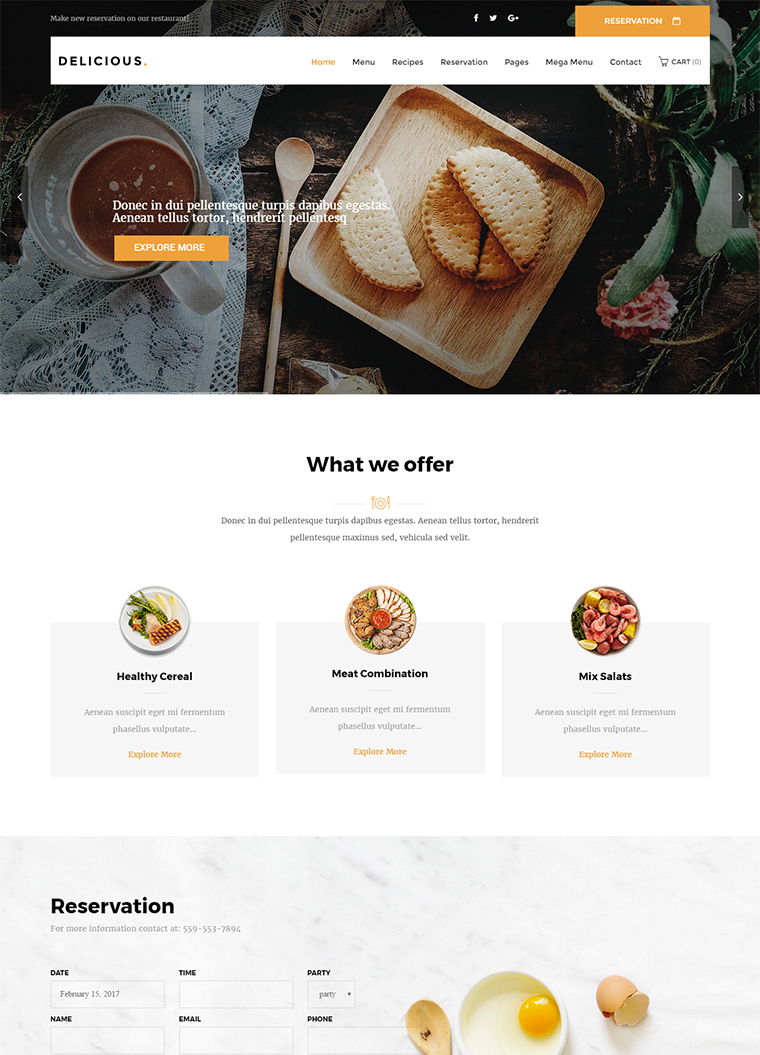 Delicious Restaurant WordPress Theme