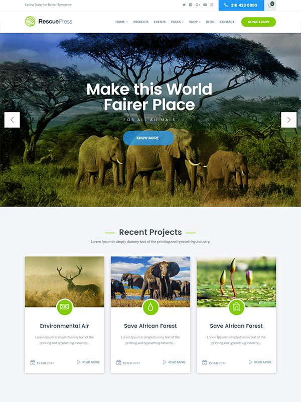 RescuePress Save Animal WordPress Theme